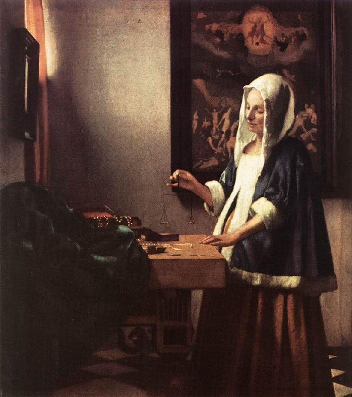 VERMEER VAN DELFT, Jan Woman Holding a Balance t